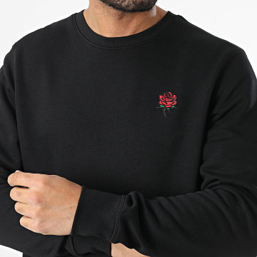 Luxury Lovers - Felpa girocollo con ricamo di rose nero