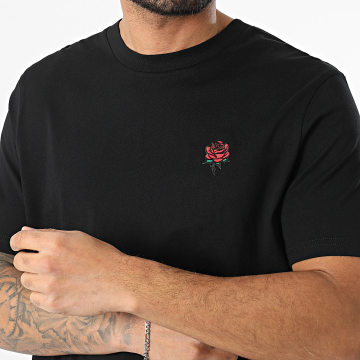 Luxury Lovers - Tee Shirt Oversize Large Bordado Rosas Negro