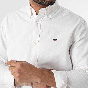 Tommy Jeans - Chemise Manches Longues Regular Oxford 0667 Blanc