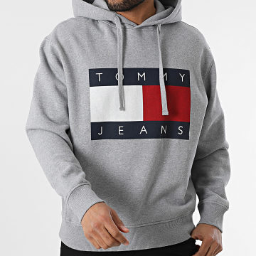 Tommy Jeans - Sweat Capuche Melange Flag 1174 Gris Chiné