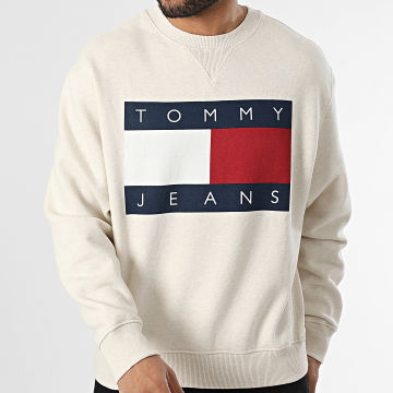 Tommy Jeans - Sweat Crewneck Melange Flag 1186 Beige Clair