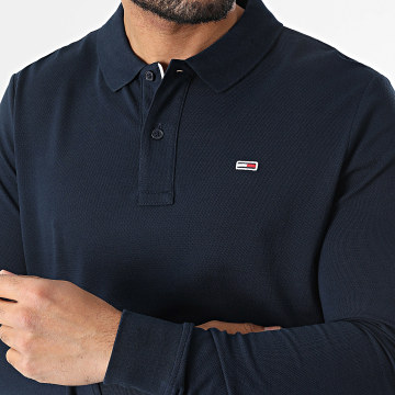 Tommy Jeans - Polo Manches Longues Slim Placket 0232 Bleu Marine