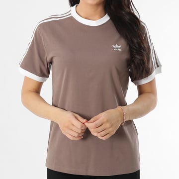 Adidas Originals - Tee Shirt A Bandes Femme 3 Stripes JD4570 Taupe