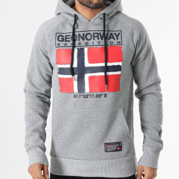 Geographical Norway - Sweat Capuche Gaelig Gris Chiné