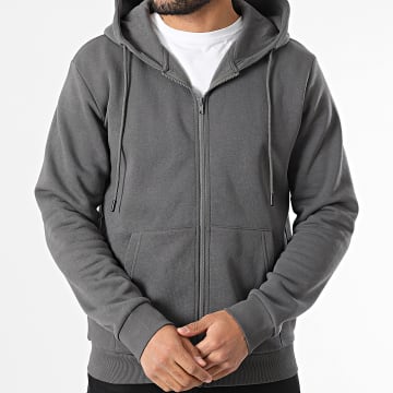 Jack And Jones - Sweat Zippé Capuche Bradley Gris Anthracite