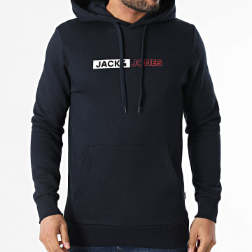 Jack And Jones - Sweat Capuche Corp Logo Bleu Marine