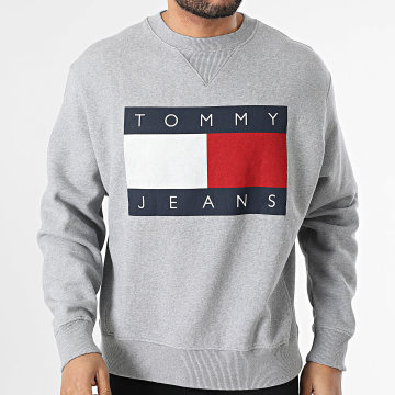 Tommy Jeans - Sudadera Melange Flag Cuello redondo 1186 Gris jaspeado