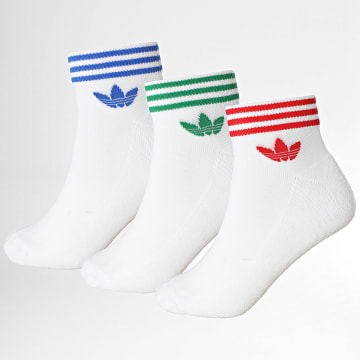 Adidas Originals - Juego De 3 Calcetines Trefoil JI9489 Blanco Amarillo Azul Real Verde Oscuro
