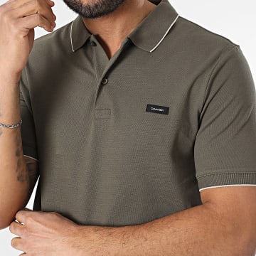Calvin Klein - Polo Manches Courtes Slim Stretch Pique Tipping 2751 Vert Kaki
