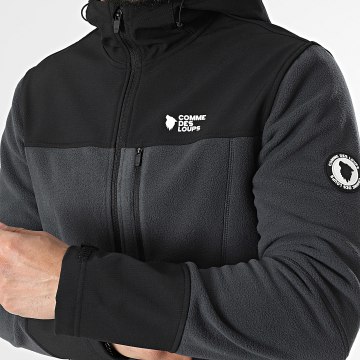 Comme Des Loups - Veste Polaire Zippée Capuche Pole R Gris Anthracite Noir