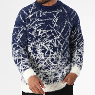 Ikao - Pull Bleu Marine Blanc
