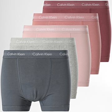 Calvin Klein - Juego de 5 calzoncillos bóxer NB2877A Gris carbón Heather Rosa Rojo ladrillo