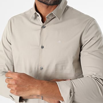 Calvin Klein - Chemise Manches Longues Slim Poplin 0856 Beige