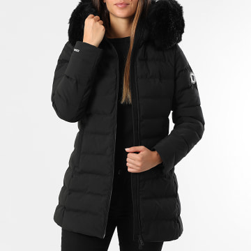 Comme Des Loups - Doudoune Chauffante Capuche Fourrure Femme Stockholm Noir