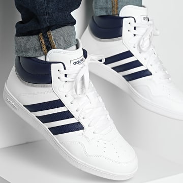 Adidas Sportkleding - Hoops 4.0 Mid Sneakers JQ9995 Schoeisel Wit Donkerblauw Grijs Twee