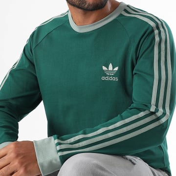 Adidas Originals - Tee Shirt Manches Longues 3 Stripes JD0540 Vert Foncé