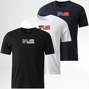 Jack And Jones - Lote de 3 Corp Graphic Negro Blanco Azul Marino Camisetas