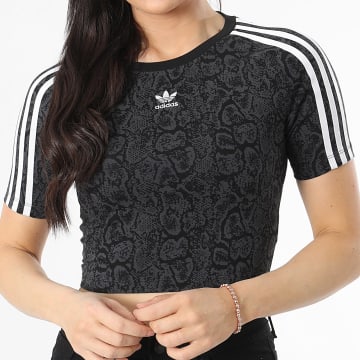 Adidas Originals - Tee Shirt A Bandes Crop Femme Snake Baby JI8408 Noir Gris Anthracite Serpent