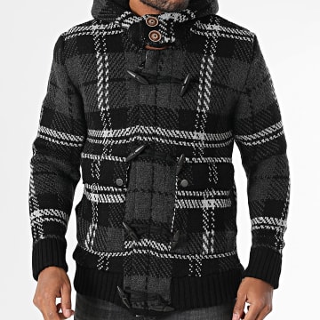 Armita - Dastan Gilet con cappuccio a quadri grigio nero