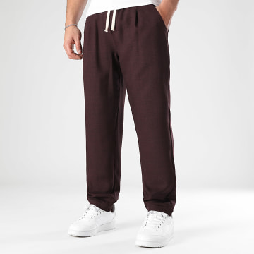 LBO - 1733 Pantalones efecto lino Burdeos