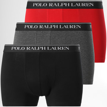 Polo Ralph Lauren - Lot De 3 Boxers Rouge Gris Anthracite Chiné Noir