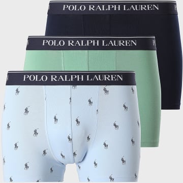 Polo Ralph Lauren - Lot De 3 Boxers Bleu Marine Bleu Clair Vert Clair