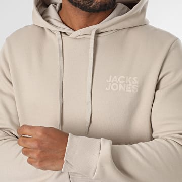 Jack And Jones - Sweat Capuche Corp Logo Beige