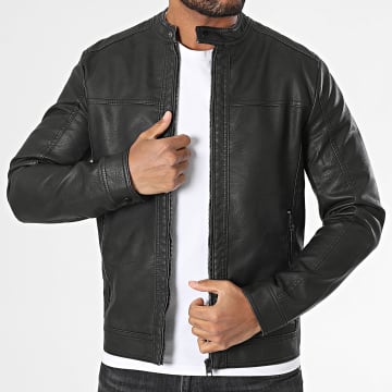 Jack And Jones - Chaqueta de piel sintética Warner Negra