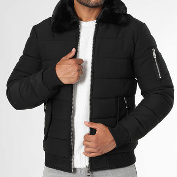 LBO - Daunenjacke mit Pelzkragen 0008 Schwarz
