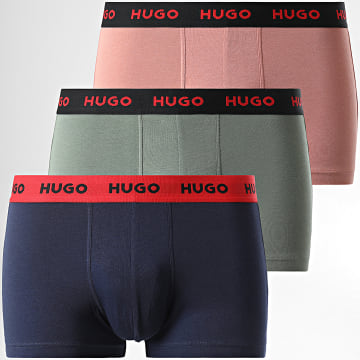 HUGO - Lot De 3 Boxers 50532611 Bleu Marine Vert Kaki Rose