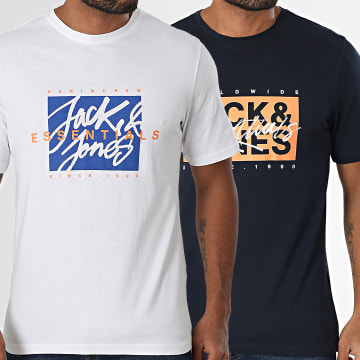 Jack And Jones - Lote de 2 camisetas Colton White Navy