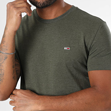 Tommy Jeans - Tee Shirt Slim Jaspe 0363 Vert Kaki