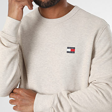 Tommy Jeans - Insignia Cuello redondo Sudadera 0660 Beige Chiné