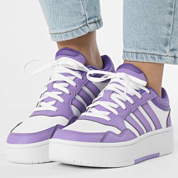 Adidas Sportswear - Baskets Femme Hoops 3.0 Bold J JI3469 Footwear White Violet Fuchsia Purple Rush