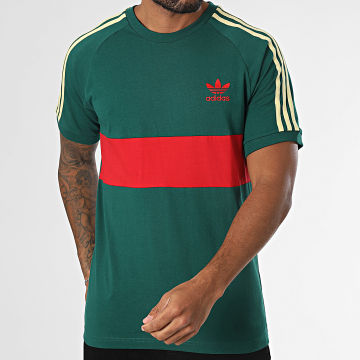 Adidas Originals - Tee Shirt Panel JD4277 Vert Foncé Rouge