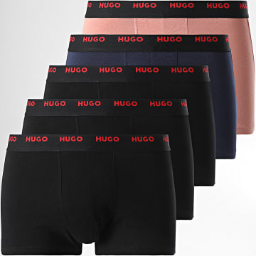 HUGO - Lot De 5 Boxers 50532619 Noir Bleu Marine Rose