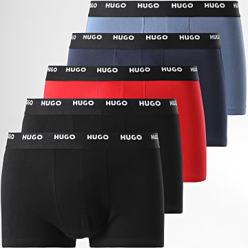 HUGO - Lot De 5 Boxers 50532619 Noir Rouge Bleu Clair Bleu Marine