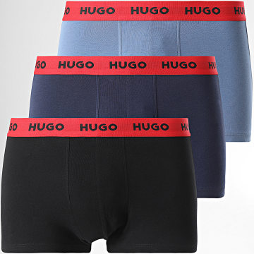 HUGO - Lot De 3 Boxers 50532611 Noir Bleu Clair Bleu Marine Rouge