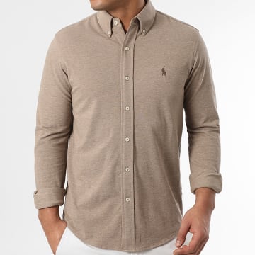 Polo Ralph Lauren - Chemise Manches Longues Oxford Marron Chiné