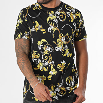 Versace Jeans Couture - Camiseta Barocco Contorno 78GAH6S0-JS458 Negro Oro Blanco Renacimiento