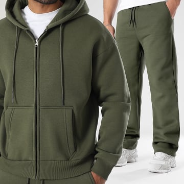 LBO - 3716 Khaki Green Hooded Zip Sweatshirt en Joggingbroek Set