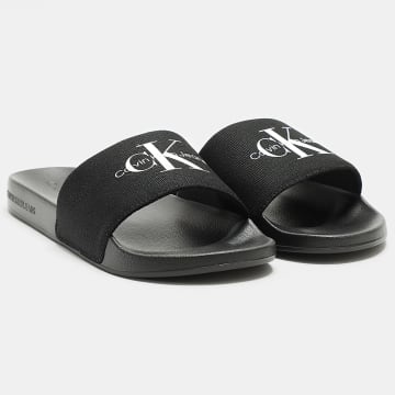 Calvin Klein - Claquettes Femme Slide Monogram 1835 Noir