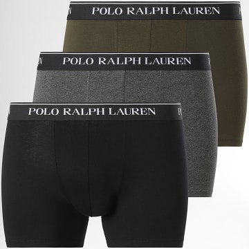 Polo Ralph Lauren - Lot De 3 Boxers Noir Vert Kaki Gris Anthracite Chiné