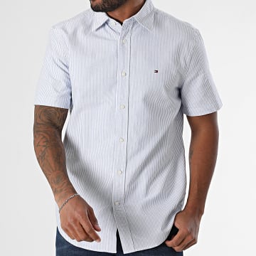 Tommy Hilfiger - Chemise Manches Courtes A Rayures Heritage 7538 Bleu Clair Blanc