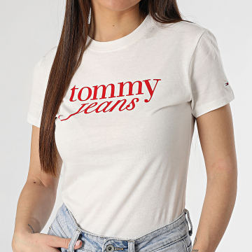 Tommy Jeans - Tee Shirt Slim Femme Essential Logo 9447 Blanc