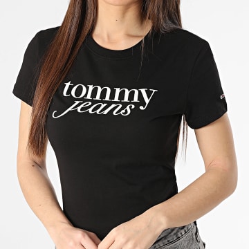 Tommy Jeans - Tee Shirt Slim Femme Essential Logo 9447 Noir