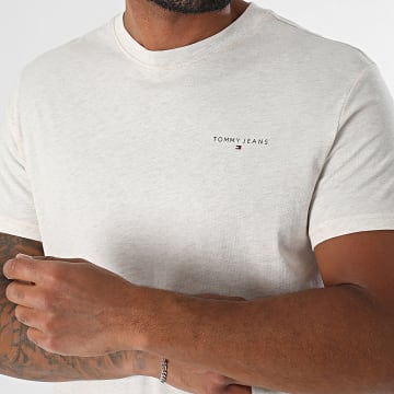 Tommy Jeans - Tee Shirt Slim Linear Chest 1188 Beige Chiné
