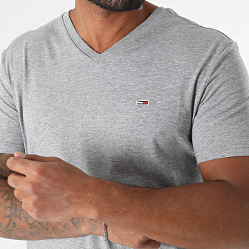 Tommy Jeans - Tee Shirt Col V Slim Jaspe 0364 Gris Chiné