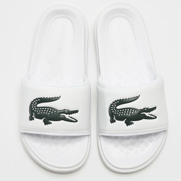 Lacoste - Claquettes Serve Slide Dual Logo Crocodile Blanc