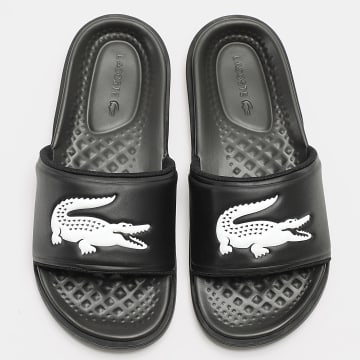Lacoste - Claquettes Serve Slide Dual Logo Crocodile Noir